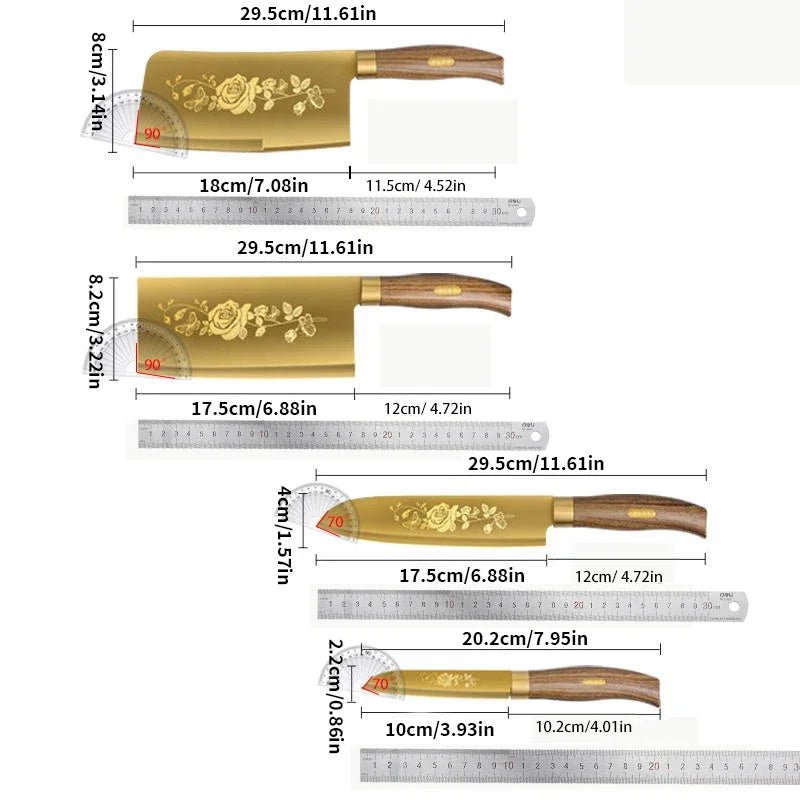 Rose Gold Titanium Chef's Knife Set - Premium Stainless Steel - Volaia