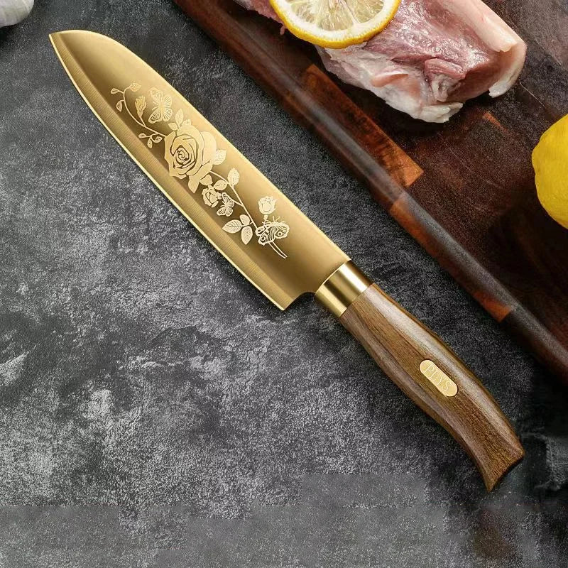 Rose Gold Titanium Chef's Knife Set - Premium Stainless Steel - Volaia