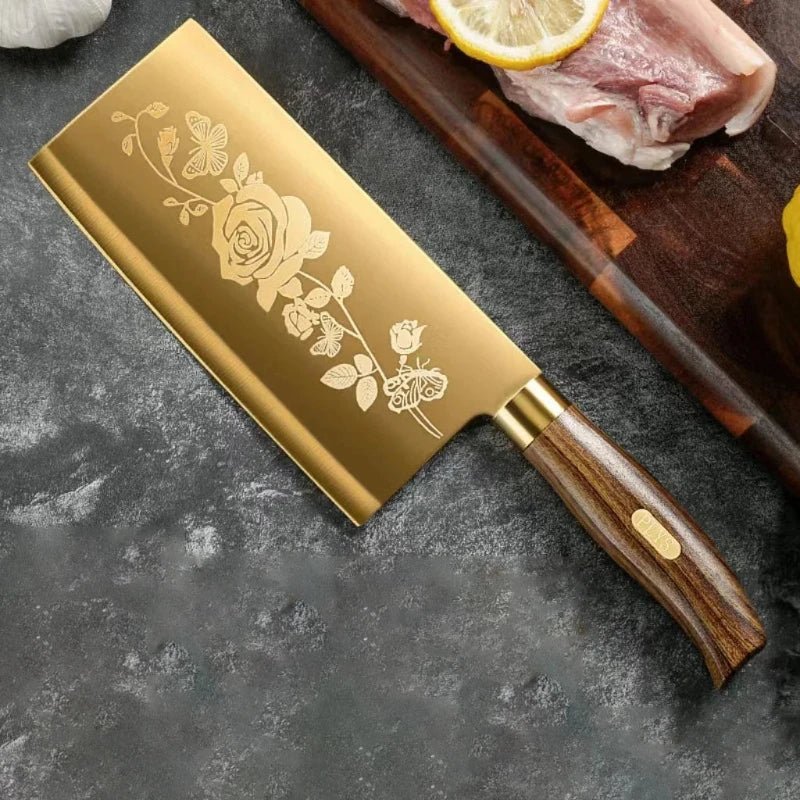Rose Gold Titanium Chef's Knife Set - Premium Stainless Steel - Volaia