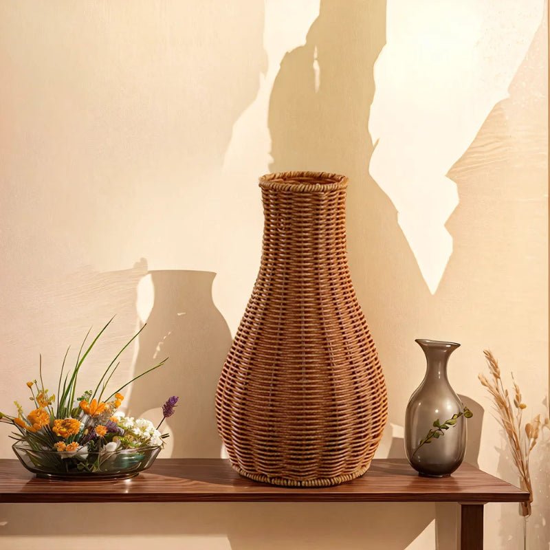 Rustic Hand - Woven Rattan - Style Decorative Vase - Volaia