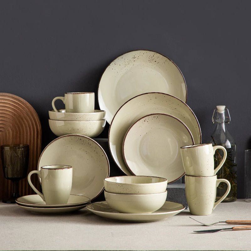 Vancasso Beige Stoneware Set – Plates, Bowls & Mugs - Volaia