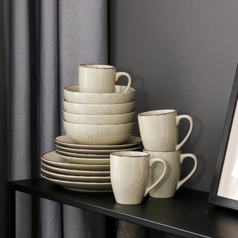Vancasso Beige Stoneware Set – Plates, Bowls & Mugs - Volaia