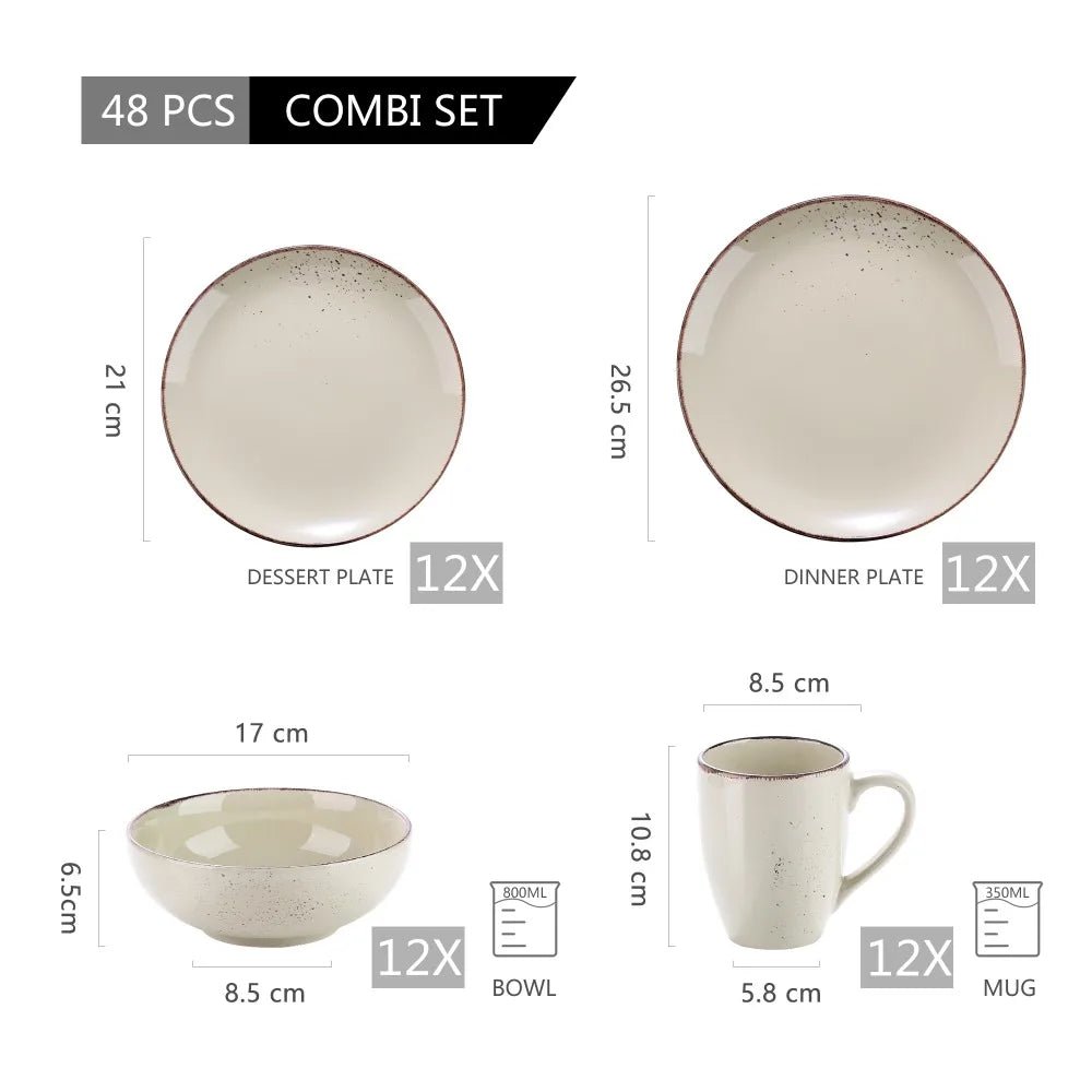 Vancasso Beige Stoneware Set – Plates, Bowls & Mugs - Volaia
