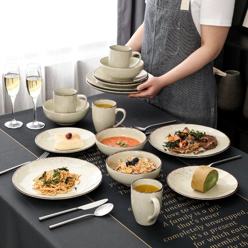 Vancasso Beige Stoneware Set – Plates, Bowls & Mugs - Volaia