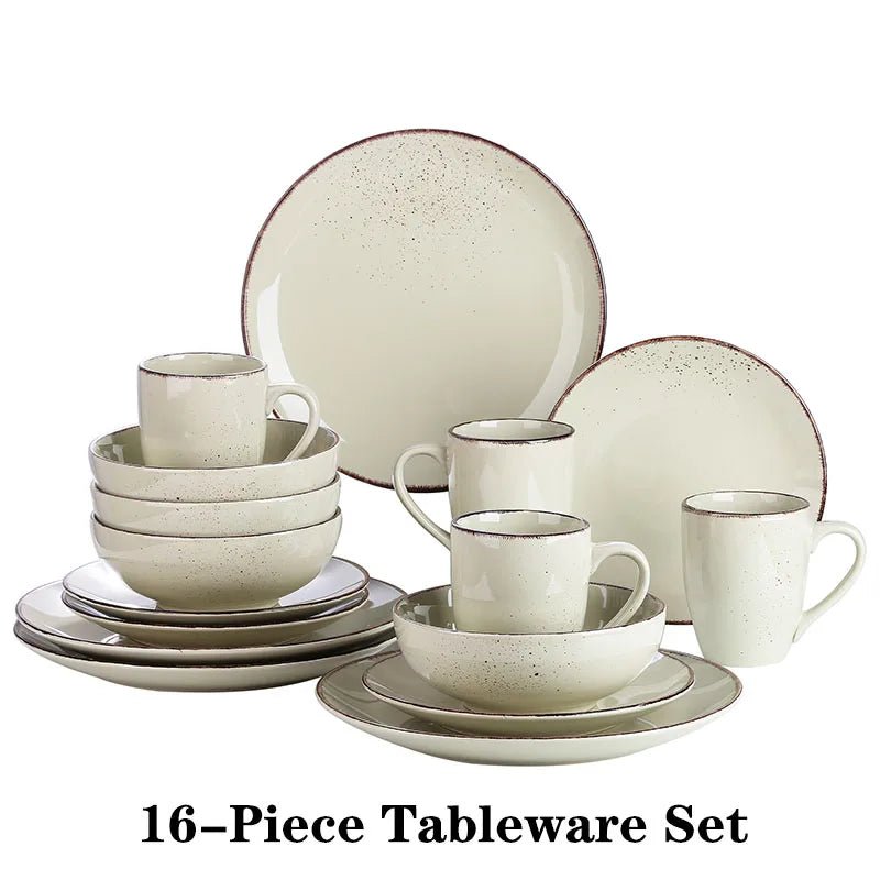Vancasso Beige Stoneware Set – Plates, Bowls & Mugs - Volaia