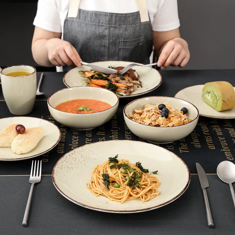 Vancasso Beige Stoneware Set – Plates, Bowls & Mugs - Volaia