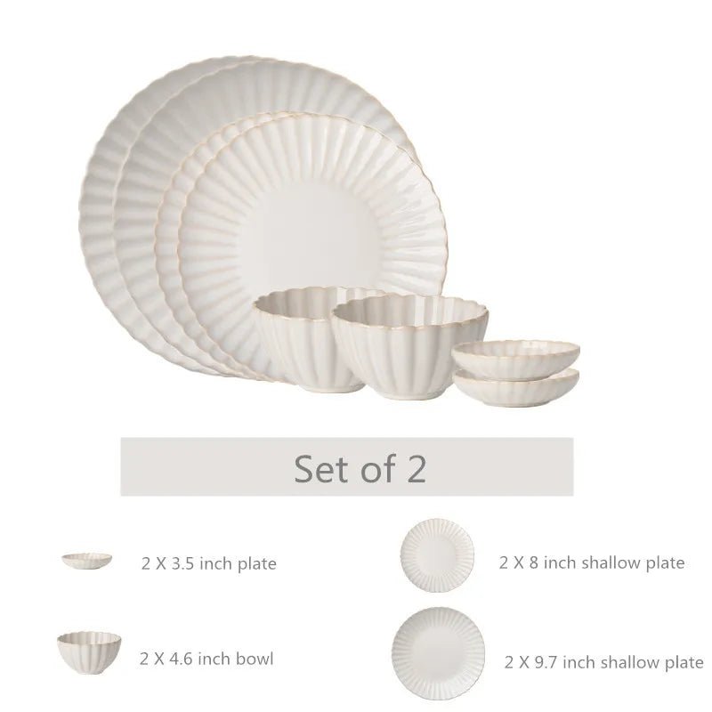 White Chrysanthemum Ceramic Dinnerware Set - Volaia