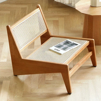 Nordic Solid Wood Rattan Recliner Armchair