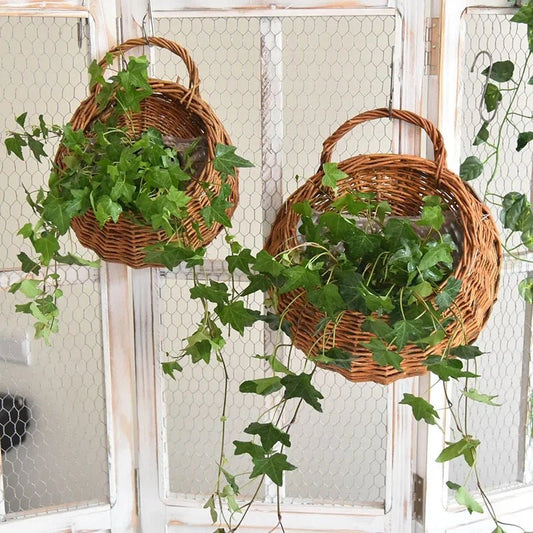 Charming Wicker Wall Hanging Flower Basket - Volaia