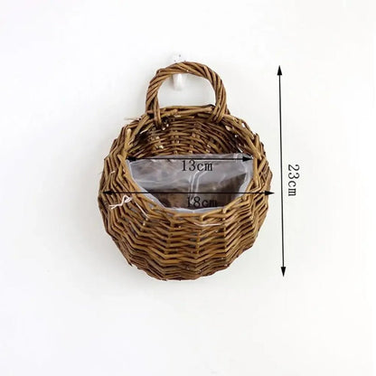 Charming Wicker Wall Hanging Flower Basket - Volaia