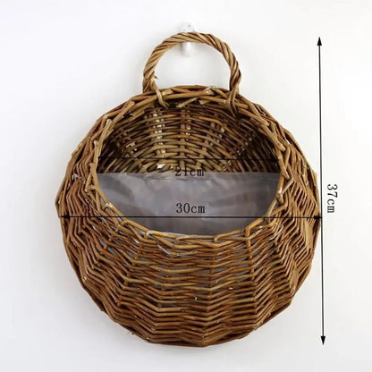 Charming Wicker Wall Hanging Flower Basket - Volaia