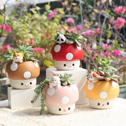 Cute Mushroom & Animal Desk Flower Pots - Volaia