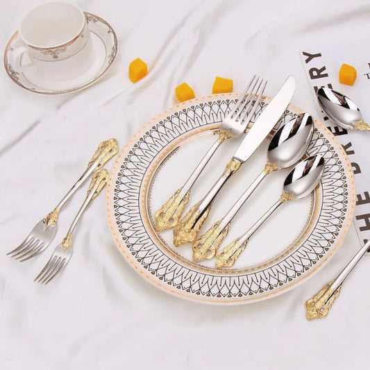 Elegant 24k Gold - Plated Vintage Cutlery Set for 6 - Volaia