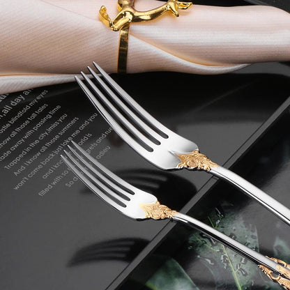 Elegant 24k Gold - Plated Vintage Cutlery Set for 6 - Volaia