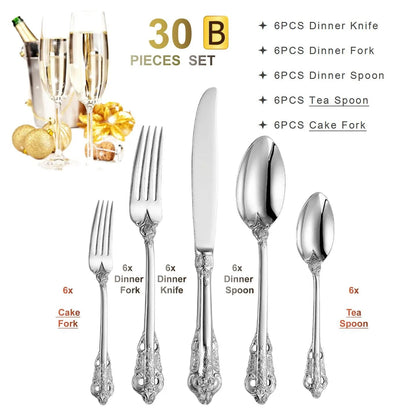 Elegant 24k Gold - Plated Vintage Cutlery Set for 6 - Volaia