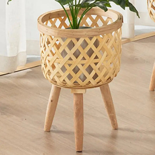 Elegant Bamboo Plant Stand with Wooden Legs - Volaia