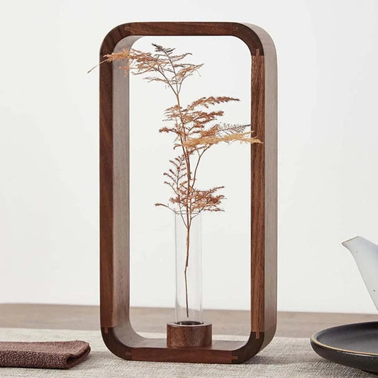 Elegant Black Walnut Test Tube Vase for Tabletop Decor - Volaia