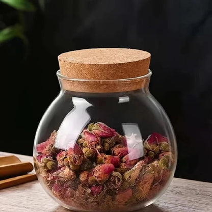 Elegant Cork Glass Storage Jar - 500ML Kitchen Organizer - Volaia