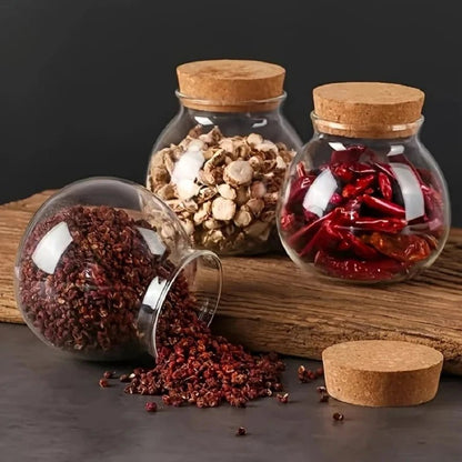Elegant Cork Glass Storage Jar - 500ML Kitchen Organizer - Volaia