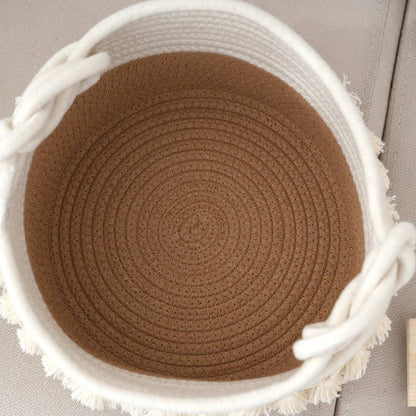 Elegant Cotton Rope Storage Basket with Tassels - Volaia