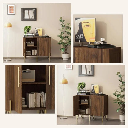 Elegant Dark Walnut Sideboard with Ample Storage - Volaia