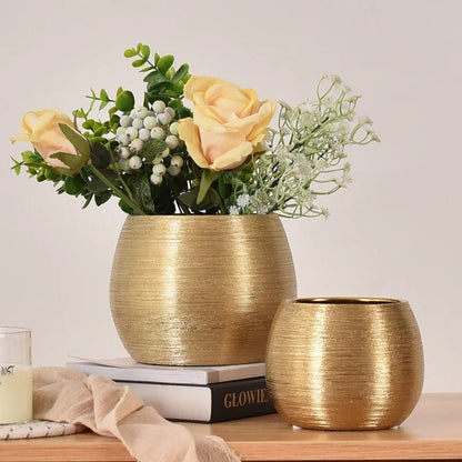 Elegant Gold - Plated Ceramic Succulent Vase - Volaia