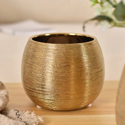 Elegant Gold - Plated Ceramic Succulent Vase - Volaia