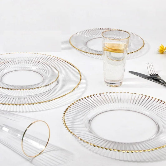 Elegant Gold - Rimmed European Glass Dish Set - Volaia