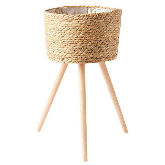Elegant Wood Woven Plant Pot with Standing Legs - Volaia
