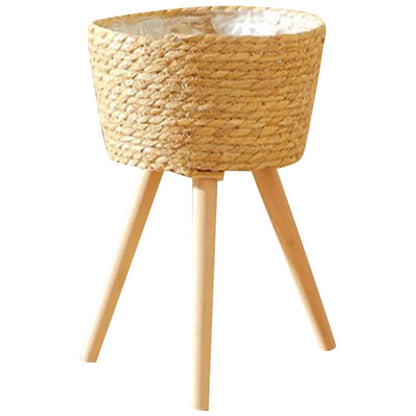 Elegant Wood Woven Plant Pot with Standing Legs - Volaia
