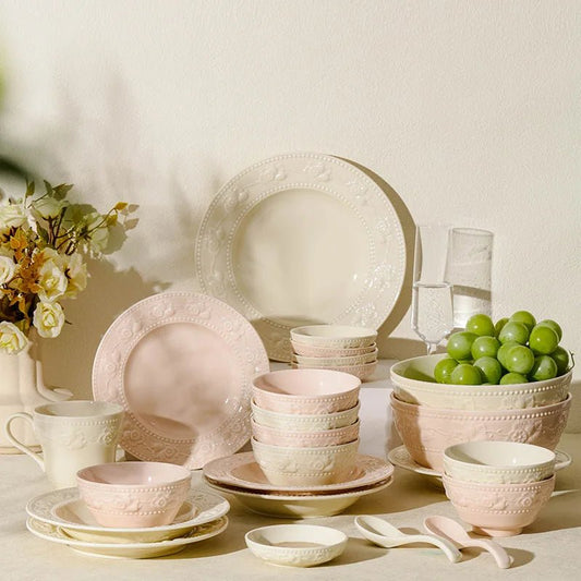 French Embossed Ceramic Bowls – Elegant Dinnerware - Volaia