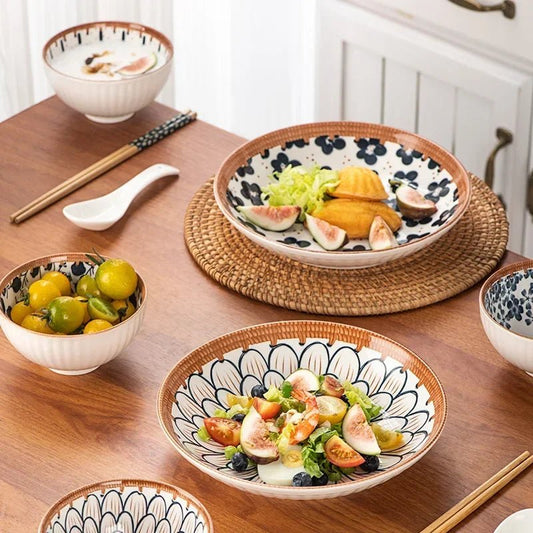 Hand - Painted Ceramic Noodle Bowls Set - Volaia