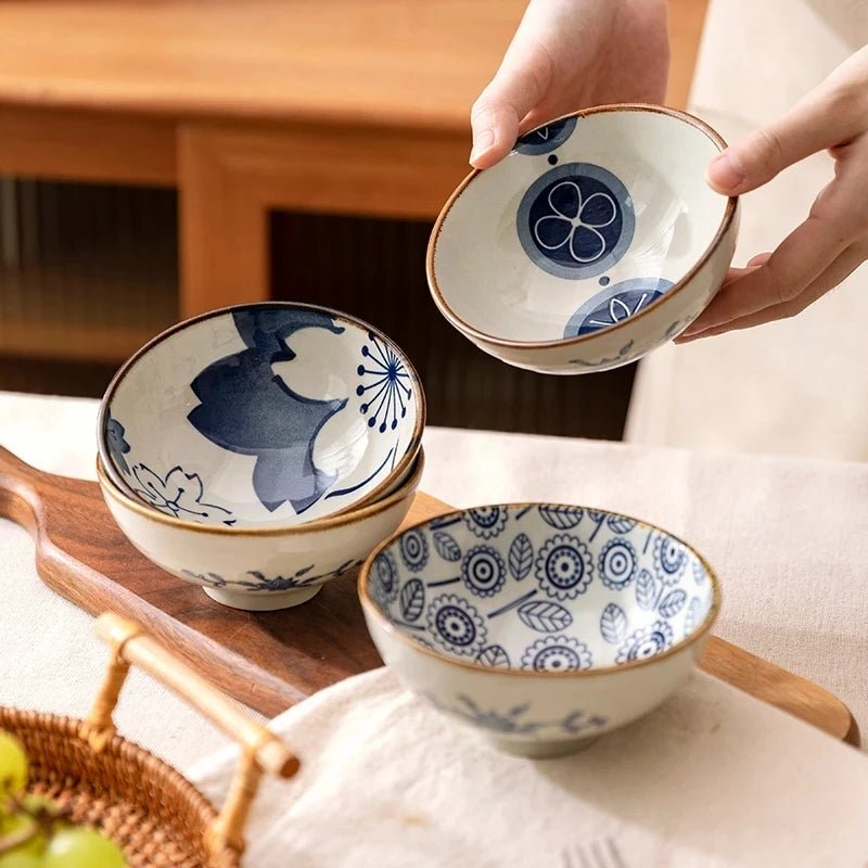 Hand - Painted Ceramic Noodle Bowls Set - Volaia