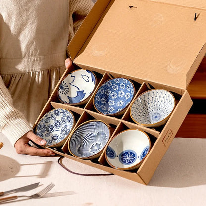 Hand - Painted Ceramic Noodle Bowls Set - Volaia
