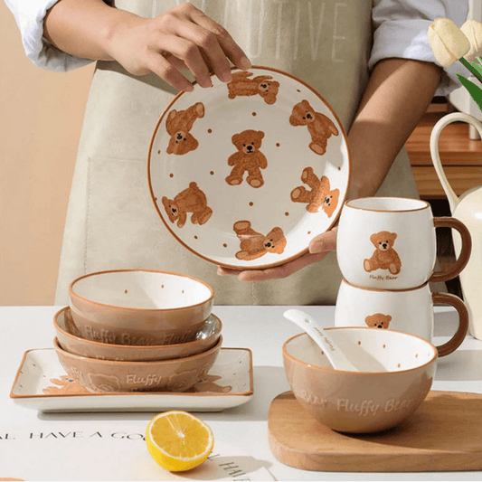 Lovely Bear Dish Set: Plate, Bowl & Mug - Volaia