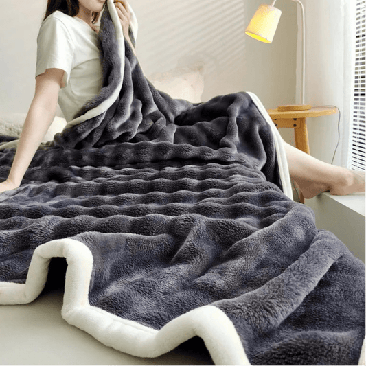 Luxurious Flannel Rabbit Fur Blanket for Cozy Comfort - Volaia