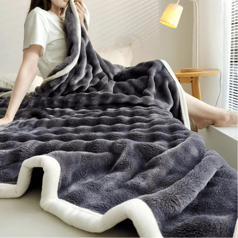 Luxurious Flannel Rabbit Fur Blanket for Cozy Comfort - Volaia