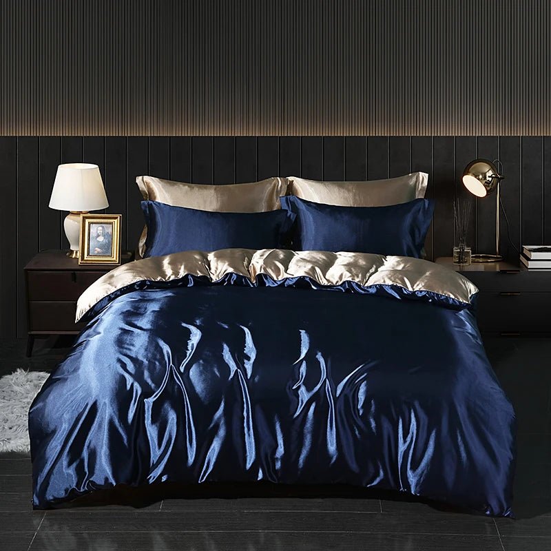 Luxury Satin Bed Set with Fitted Sheet and Duvet Cover - Volaia