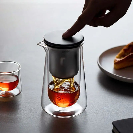 Magnetic Glass Teapot – One - Button Filter, Heat - Resistant Design - Volaia