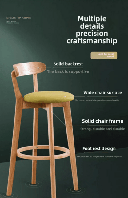 Modern Wooden Bar Stool for Office & Dining - Volaia