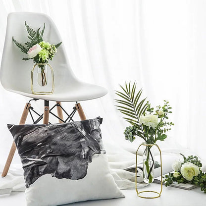 Nordic Gold Geometric Iron Art Hydroponic Vase - Volaia