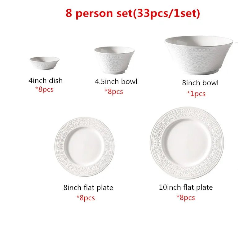 Nordic Relief Ceramic Dinnerware Set - Volaia
