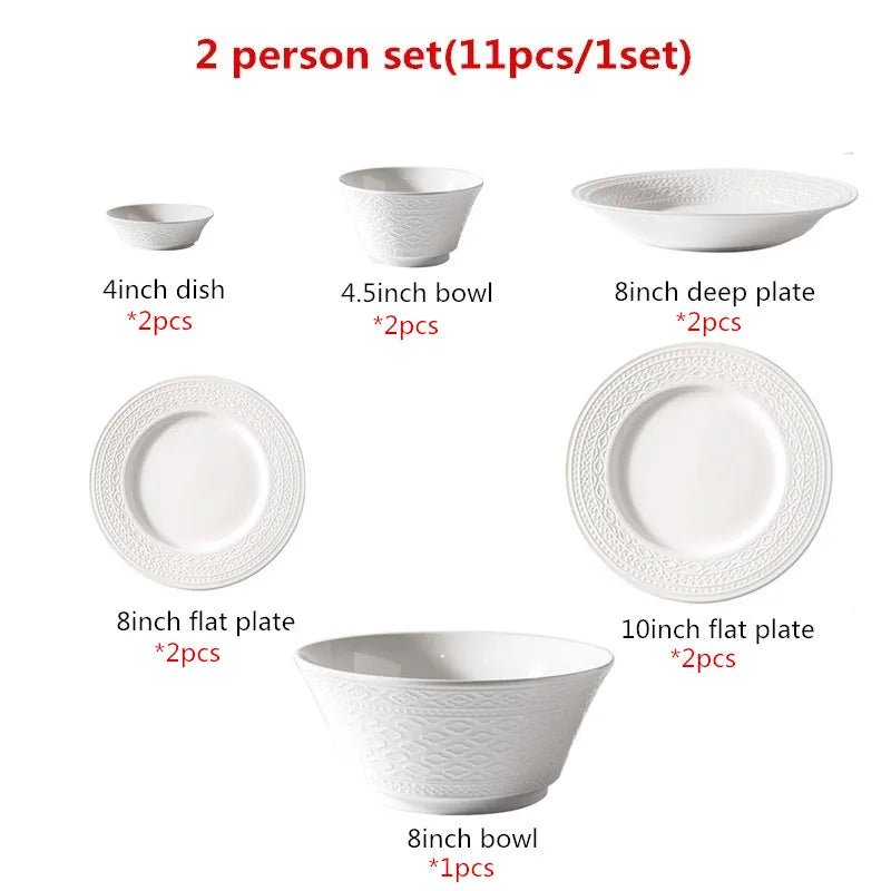 Nordic Relief Ceramic Dinnerware Set - Volaia