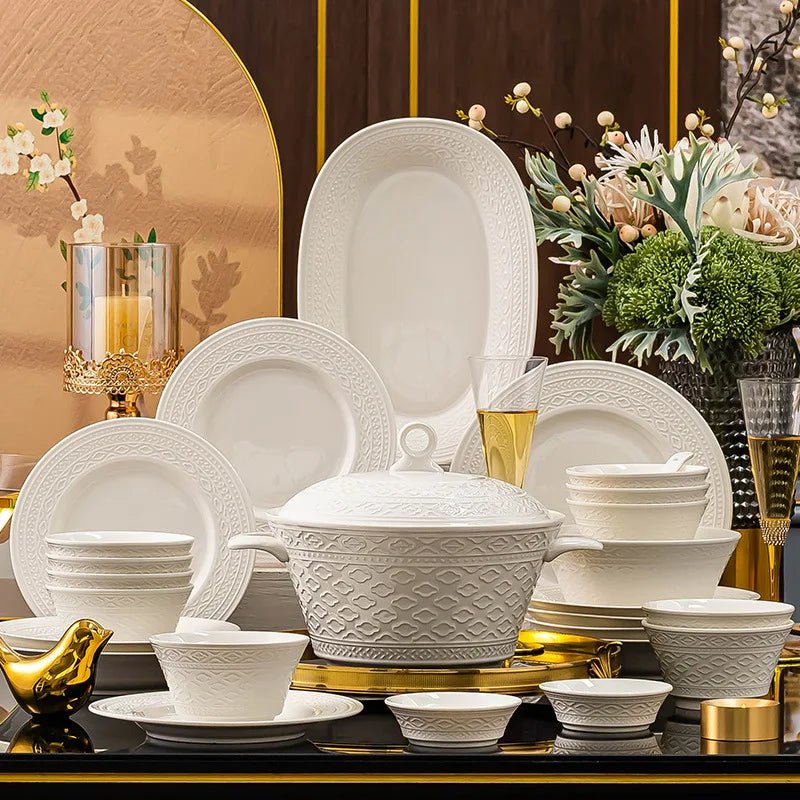 Nordic Relief Ceramic Dinnerware Set - Volaia