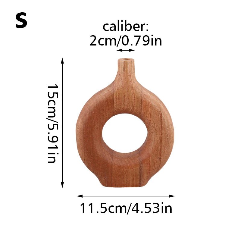 Nordic Solid Wood Donut Vase - Elegant Home Decor - Volaia