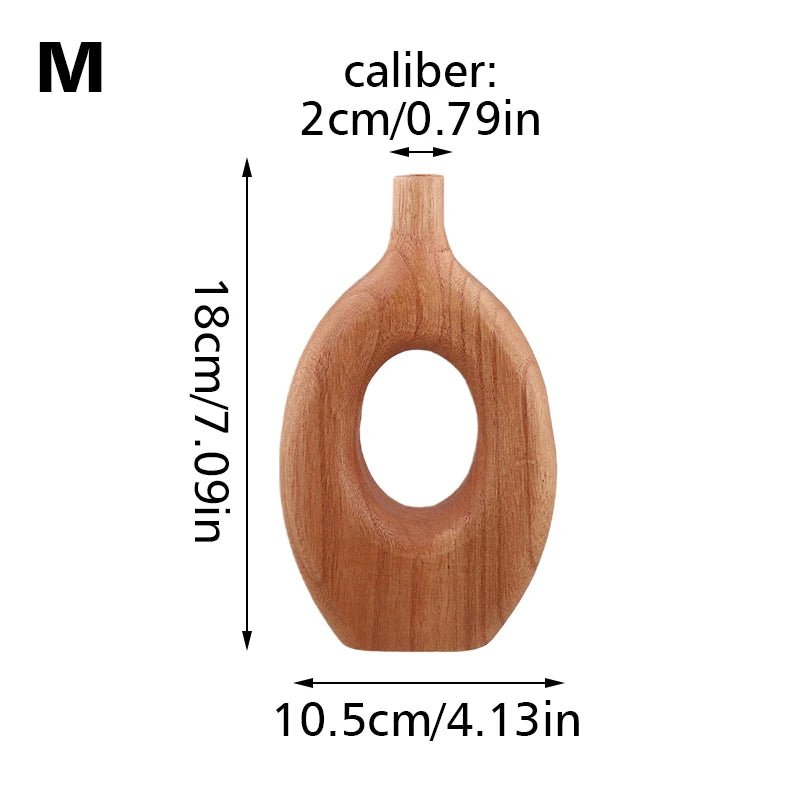Nordic Solid Wood Donut Vase - Elegant Home Decor - Volaia
