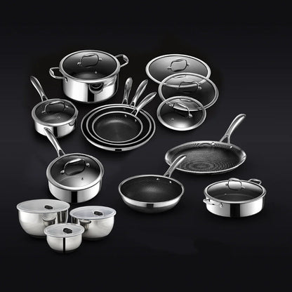Piece HexClad Hybrid Cookware Set – Stainless Steel Honeycomb Wok & Kitchenware - Volaia