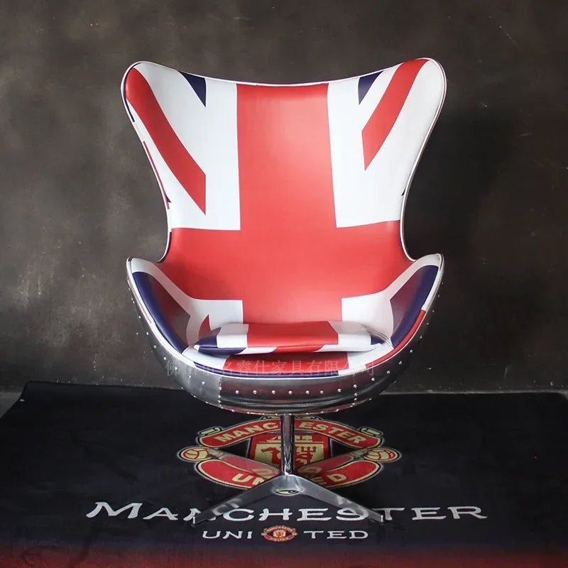 Retro Aluminum Egg Chair with Union Jack Design - Volaia