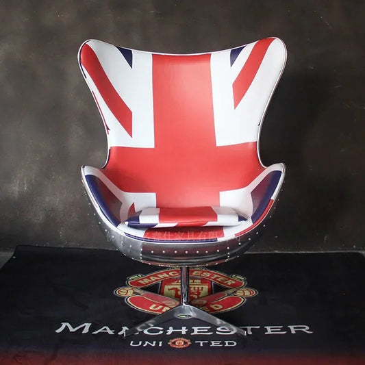 Retro Aluminum Egg Chair with Union Jack Design - Volaia