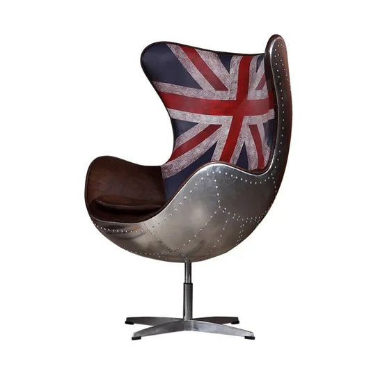 Retro Aluminum Egg Chair with Union Jack Design - Volaia